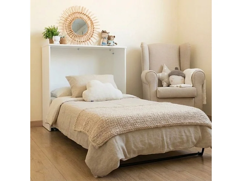 Lit pliable avec matelas mélamine blanc 106x99.2x40.2cm