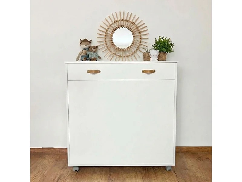 Lit pliable avec matelas mélamine blanc 106x99.2x40.2cm