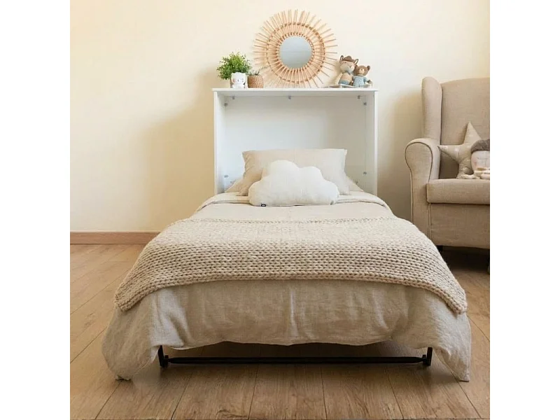 Lit pliable avec matelas mélamine blanc 106x99.2x40.2cm