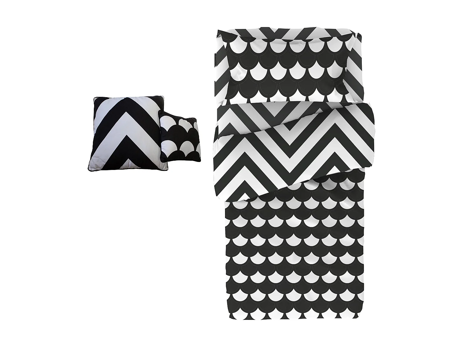 Housse de couette set 3 pièces + coussin coton blanc 90x190cm