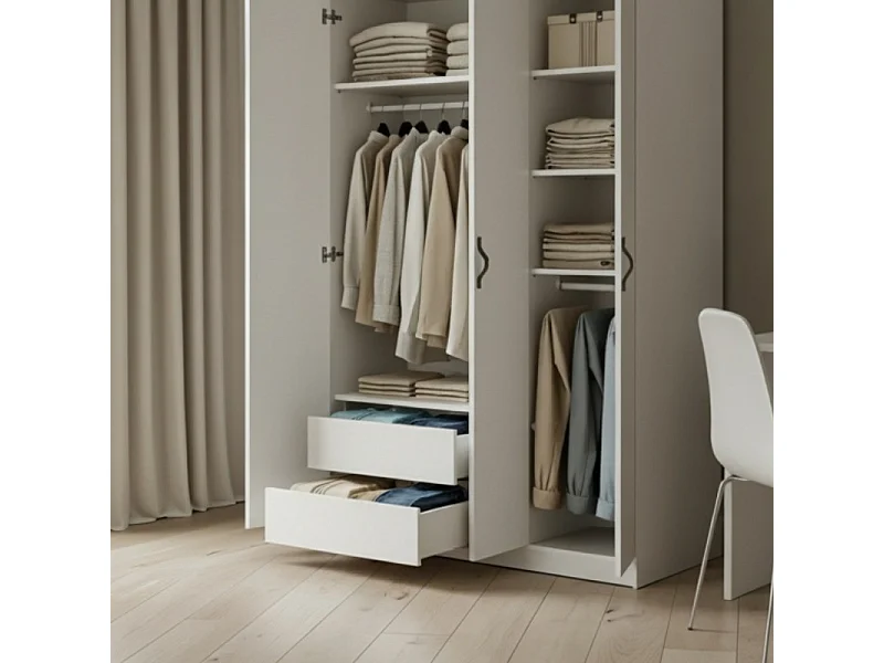 Kommode 2 Schubladen für Schrank weiß 36.6x71.6x43.8cm