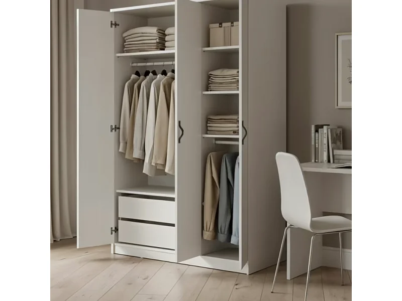 Commode 2 tiroirs pour armoire blanc 36.6x71.6x43.8cm