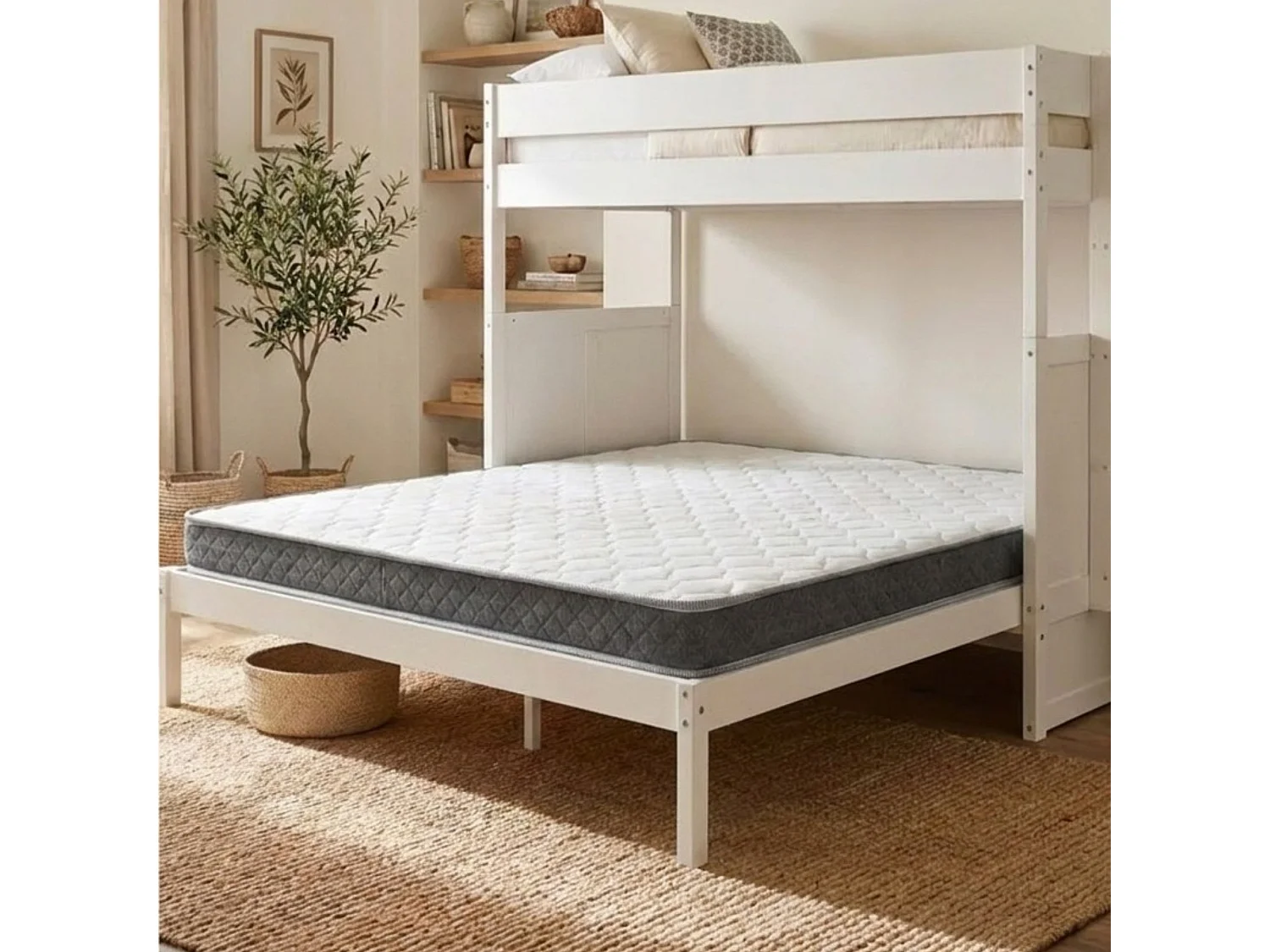 Materasso pieghevole viscoelastico bianco 180x190x12cm