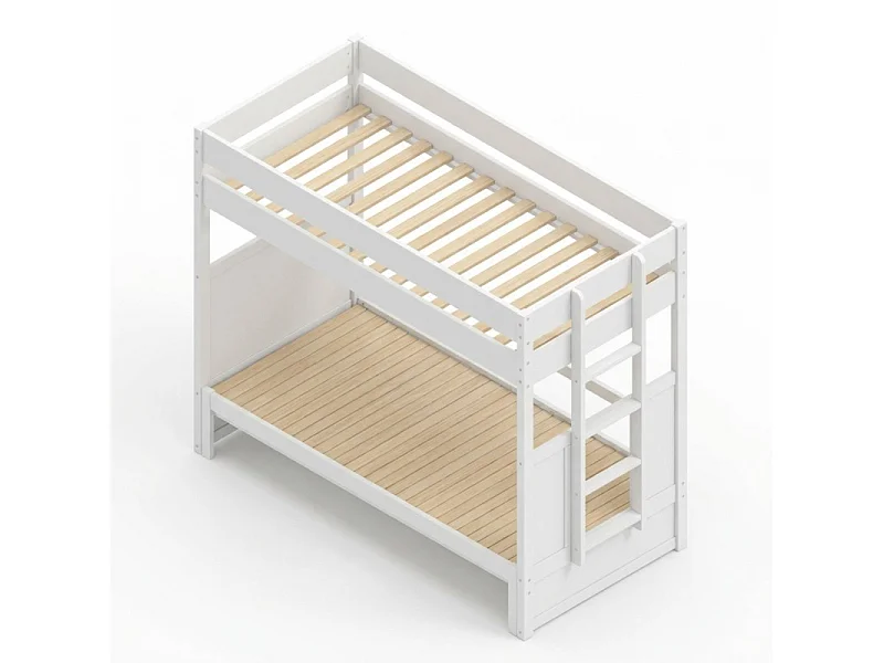 Stapelbed met ombouwbaar tweepersoonsbed hout wit 90/180x190cm