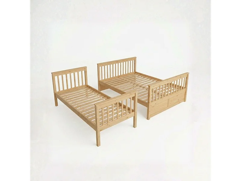 Drievoudig stapelbed + hefbaar onderschuifbed 80 hout grenen 135x190/90x190cm