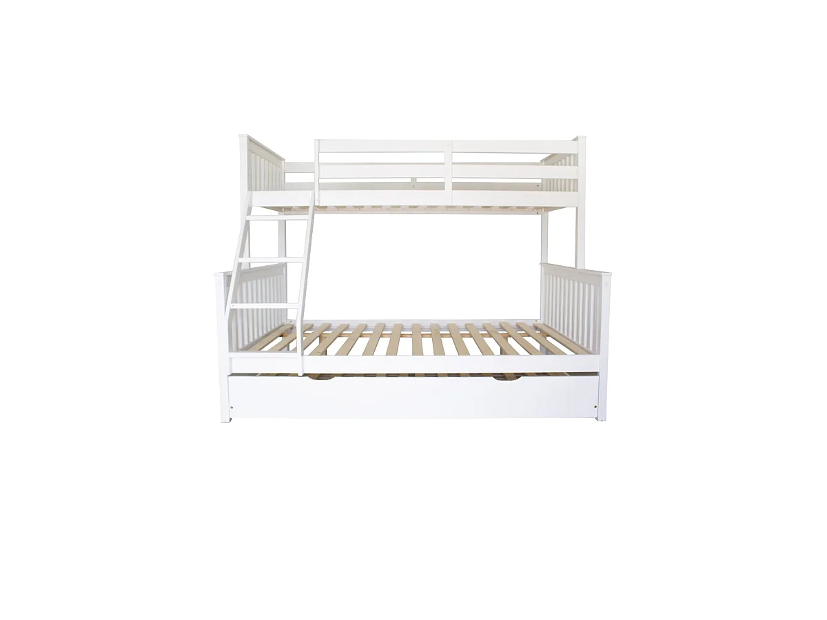 Letto a castello triplo + elevabile 80 legno bianco 135x190/90x190cm