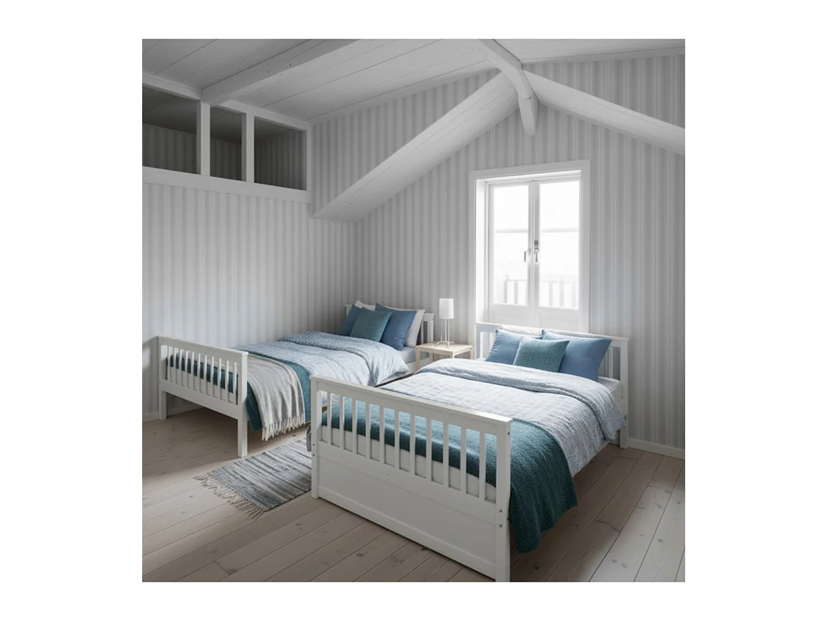 Letto a castello triplo + elevabile 80 legno bianco 135x190/90x190cm