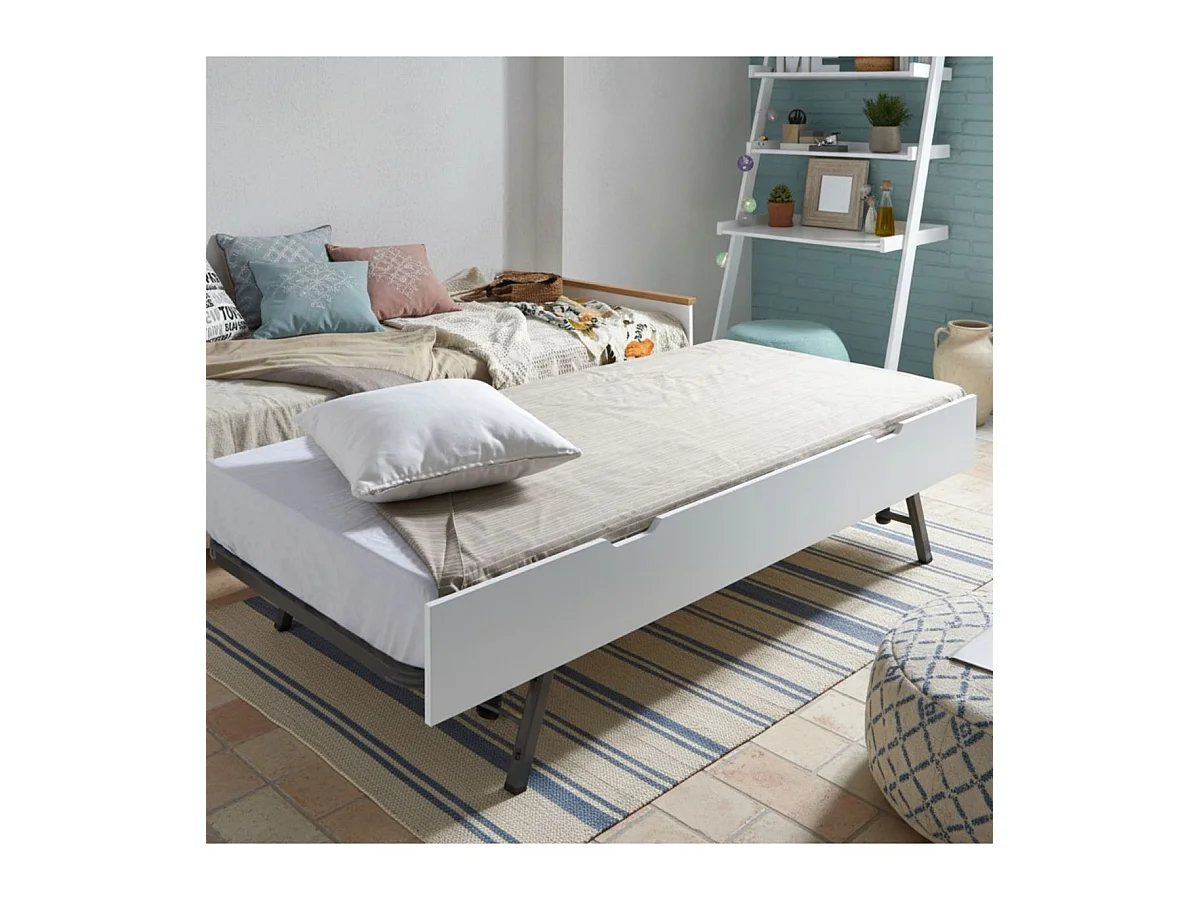 Letto a castello triplo + elevabile 80 legno bianco 135x190/90x190cm