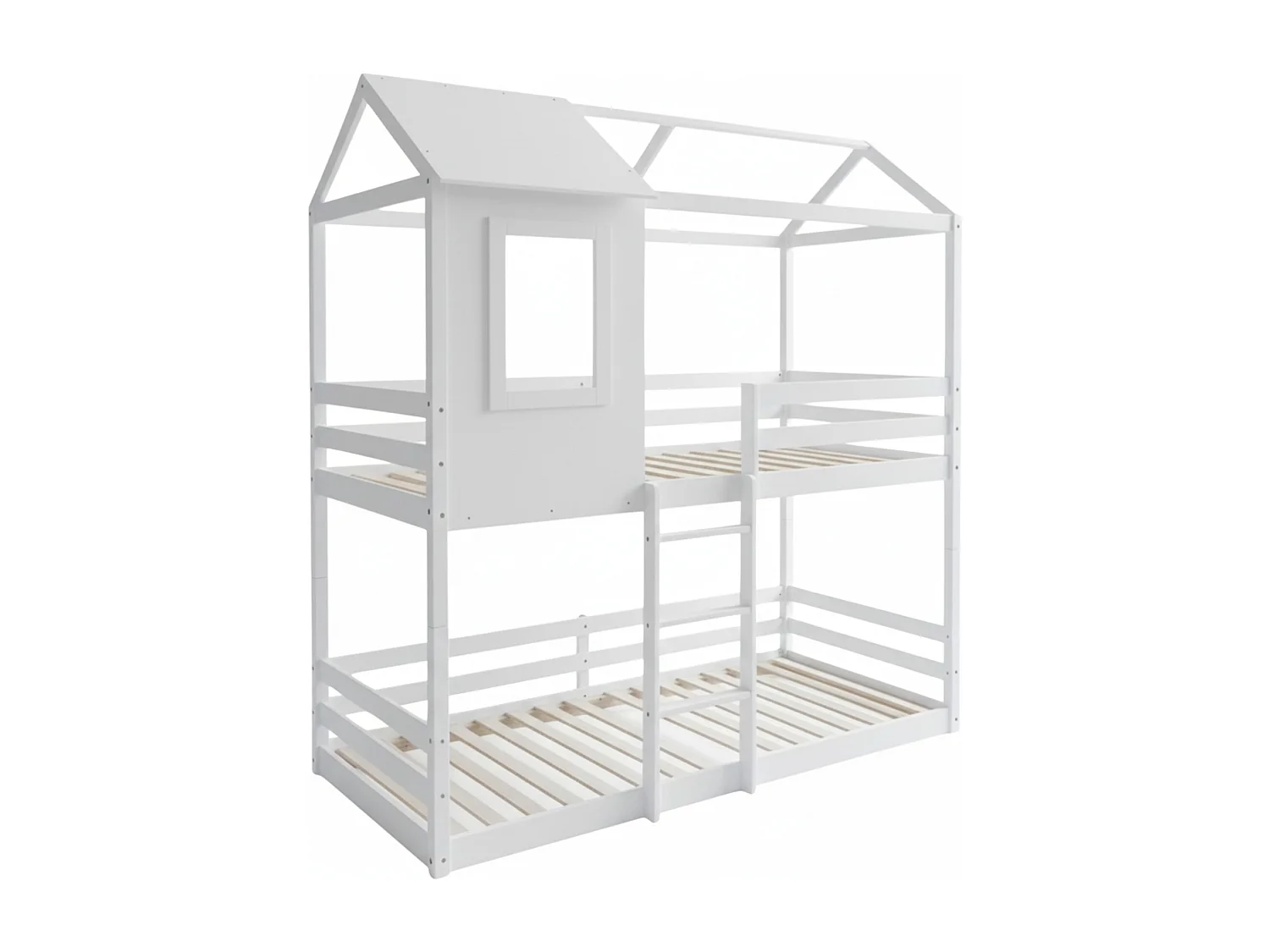 Deelbaar Montessori huisjesstapelbed hout wit 90x190/90x190cm