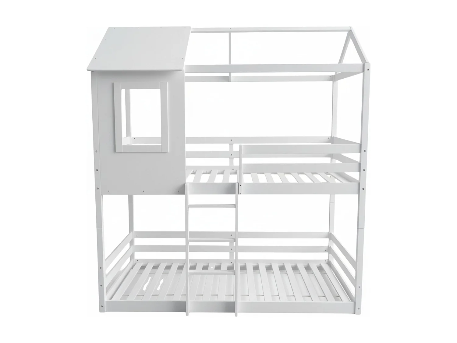 Deelbaar Montessori huisjesstapelbed hout wit 90x190/90x190cm