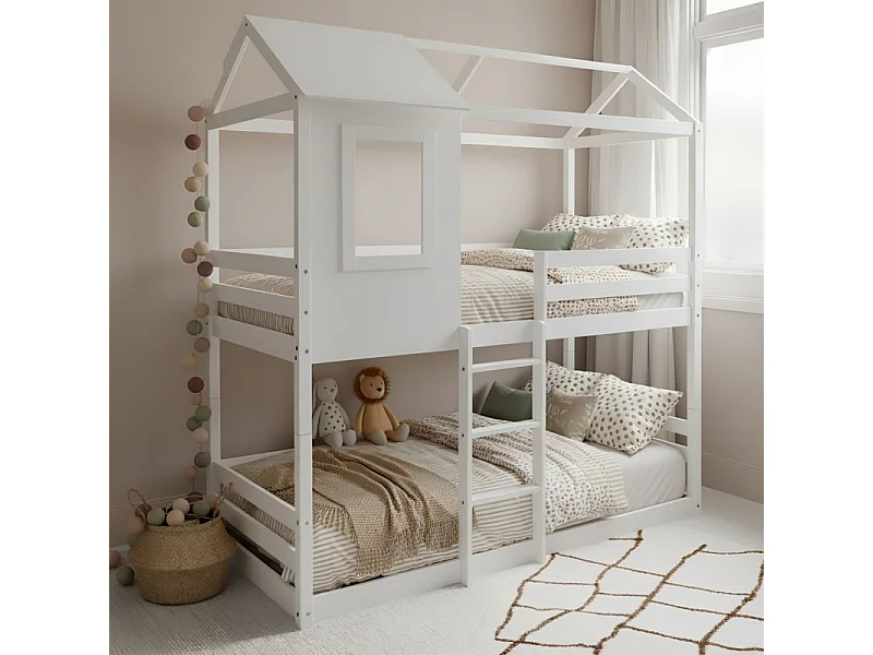 Lit superposé montessori divisible bois blanc 90x190cm