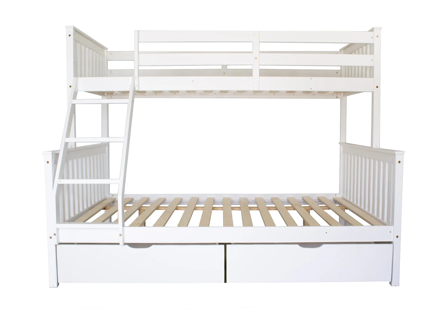 Litera triple + 2 cajones madera blanca 135x190/90x190cm