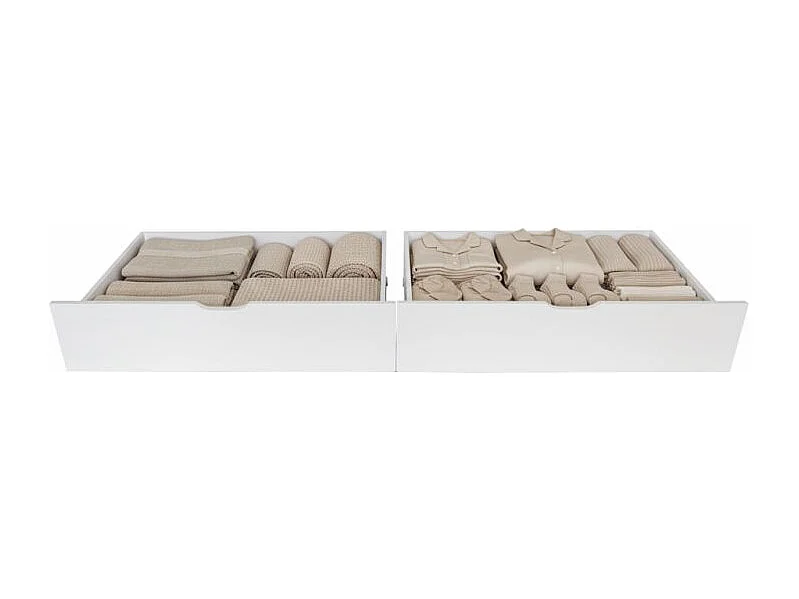 Lit superposé triple + 2 tiroirs bois blanc 135x190/90x190cm