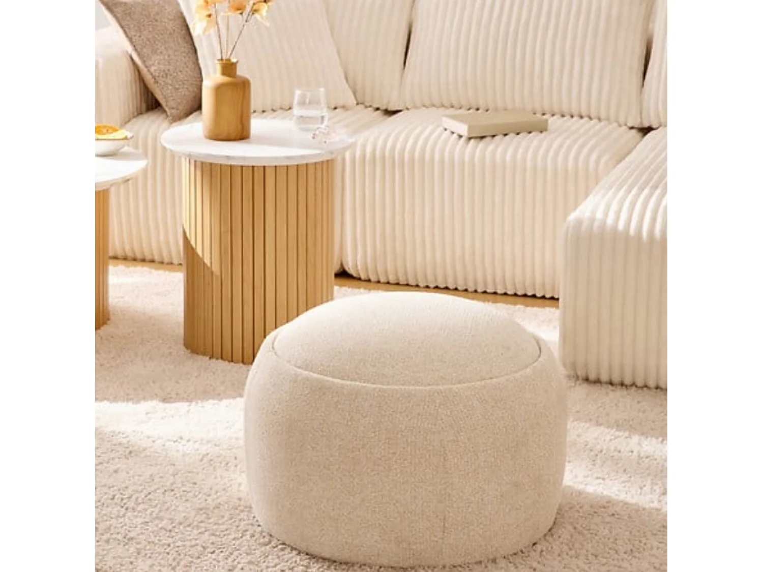Pouf mit Stauraum beige 40x60x60cm