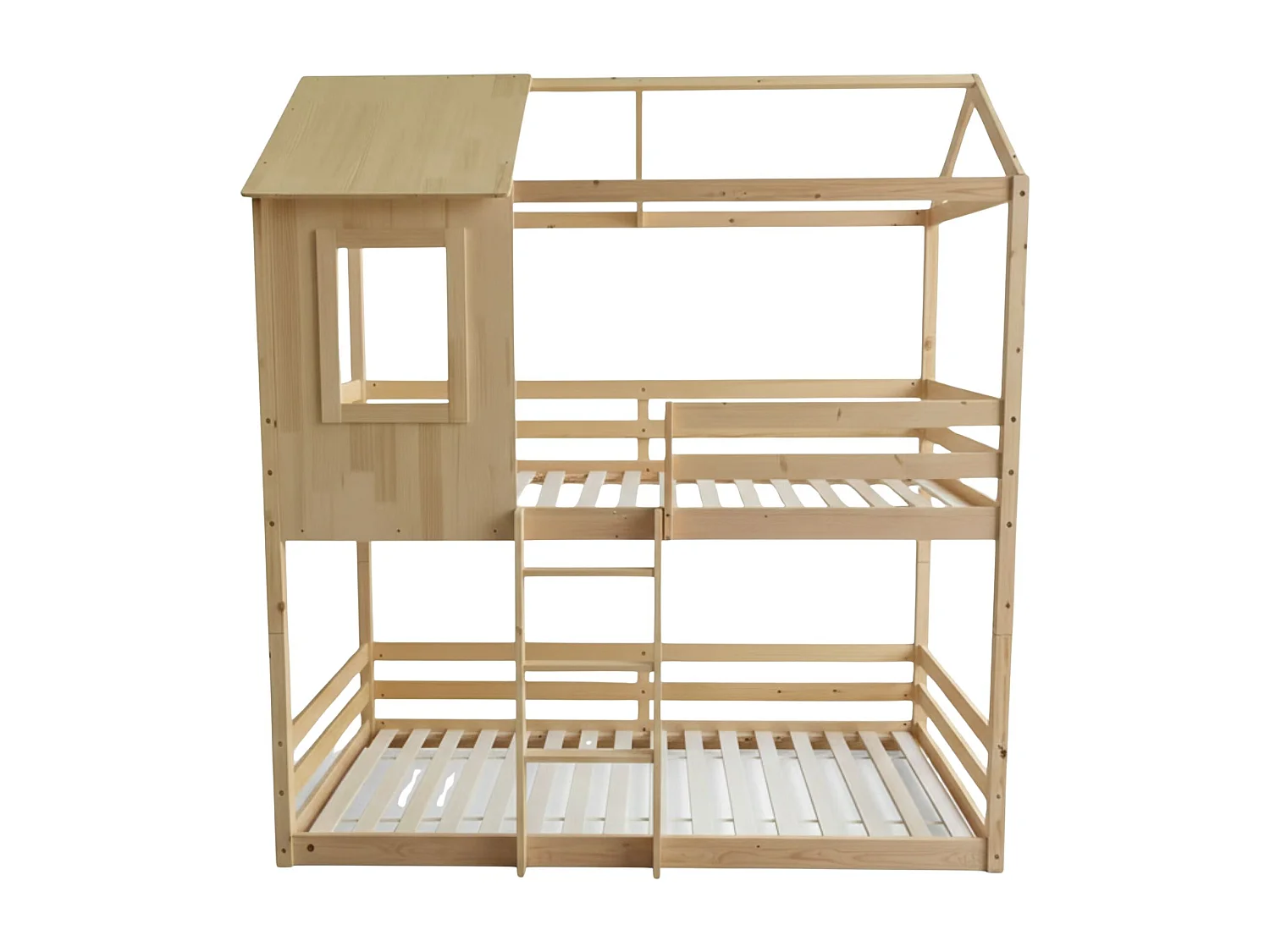 Deelbaar Montessori huisjesstapelbed hout beige 90x190/90x190cm