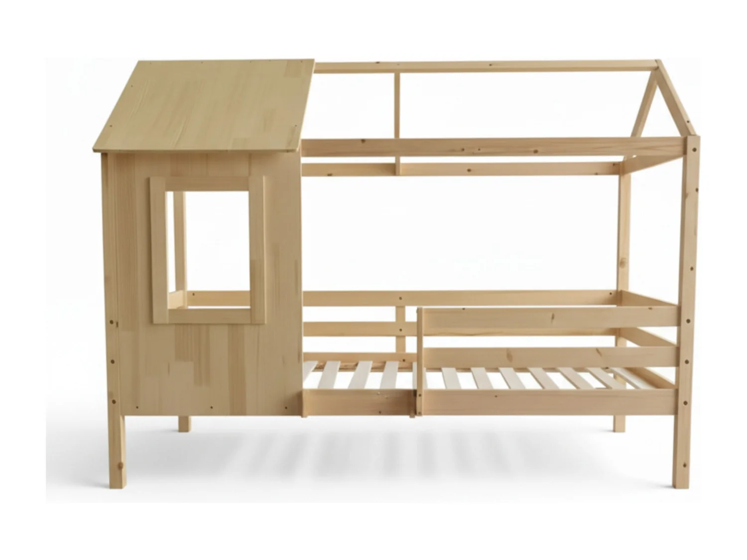 Deelbaar Montessori huisjesstapelbed hout beige 90x190/90x190cm