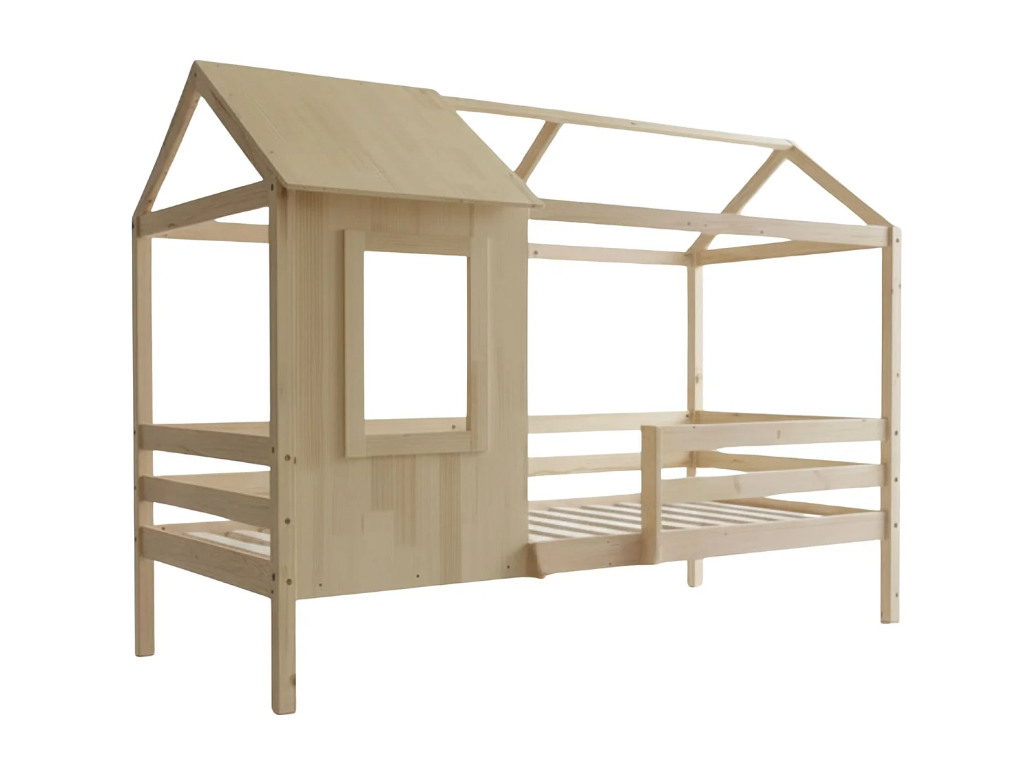 Deelbaar Montessori huisjesstapelbed hout beige 90x190/90x190cm