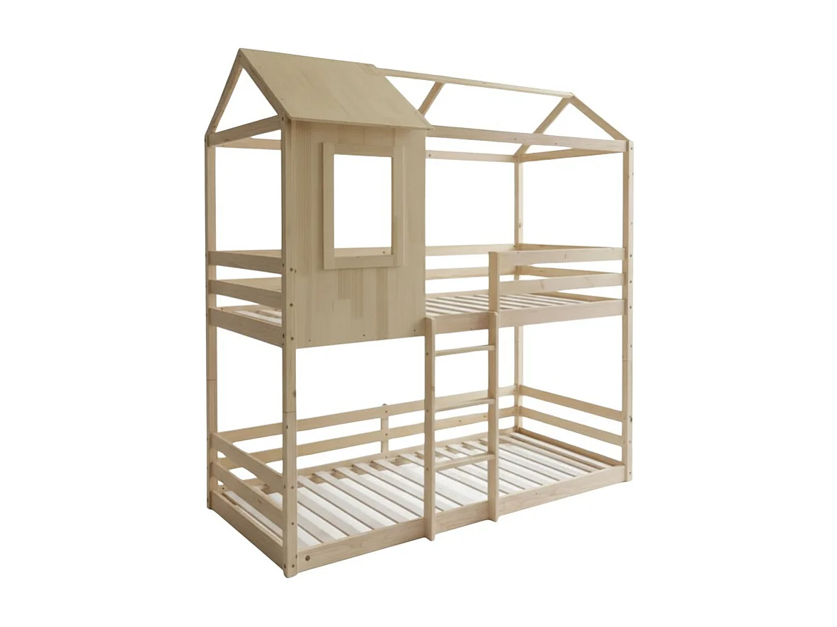 Lit superposé montessori divisible bois beige 90x190cm