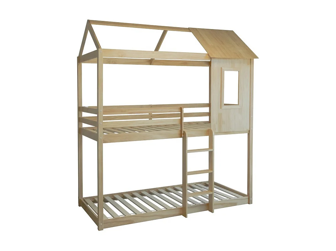 Lit superposé montessori divisible bois beige 90x190cm
