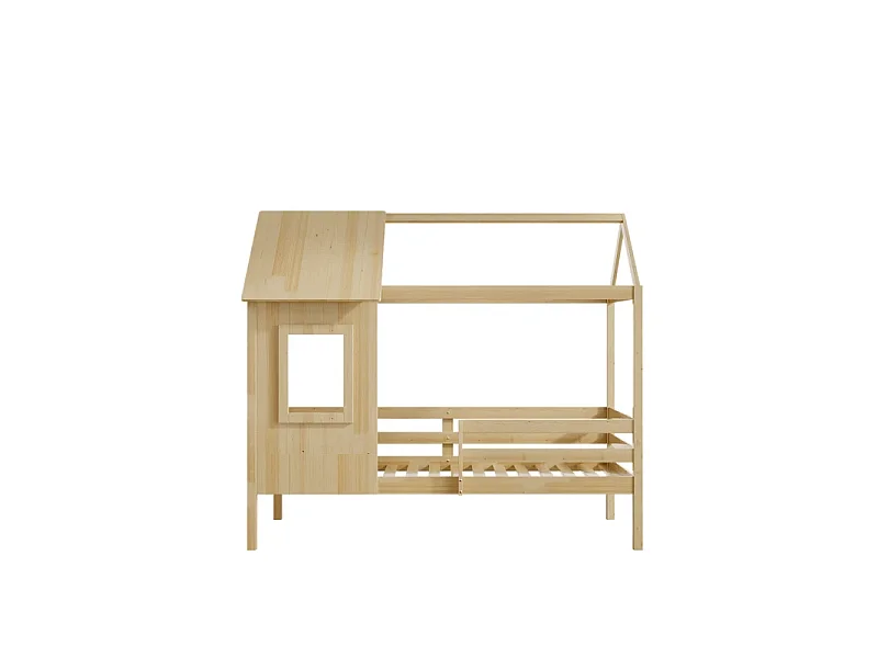 Deelbaar Montessori huisjesstapelbed hout beige 90x190/90x190cm