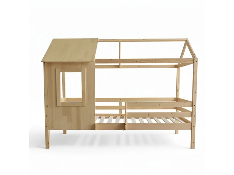 Deelbaar Montessori huisjesstapelbed hout beige 90x190/90x190cm