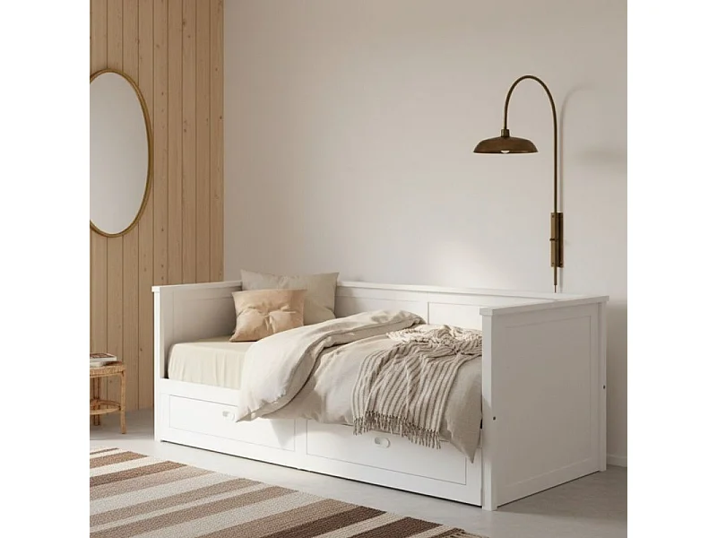 Divan extensible avec matelas blanc 160x200cm