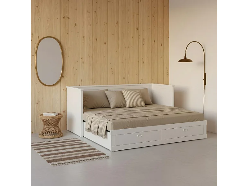 Divano estensibile senza materasso bianco 160x200cm