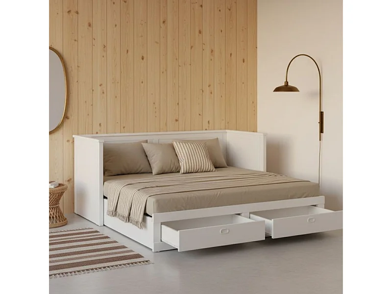 Divan extensible sans matelas blanc 160x200cm