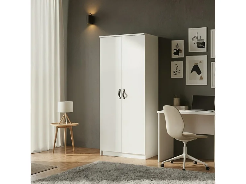 Armoire 2 portes blanc 204.1x84.4x53.2cm