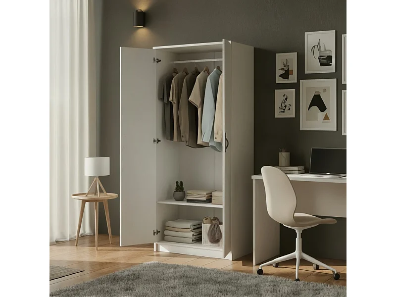 Armoire 2 portes blanc 204.1x84.4x53.2cm