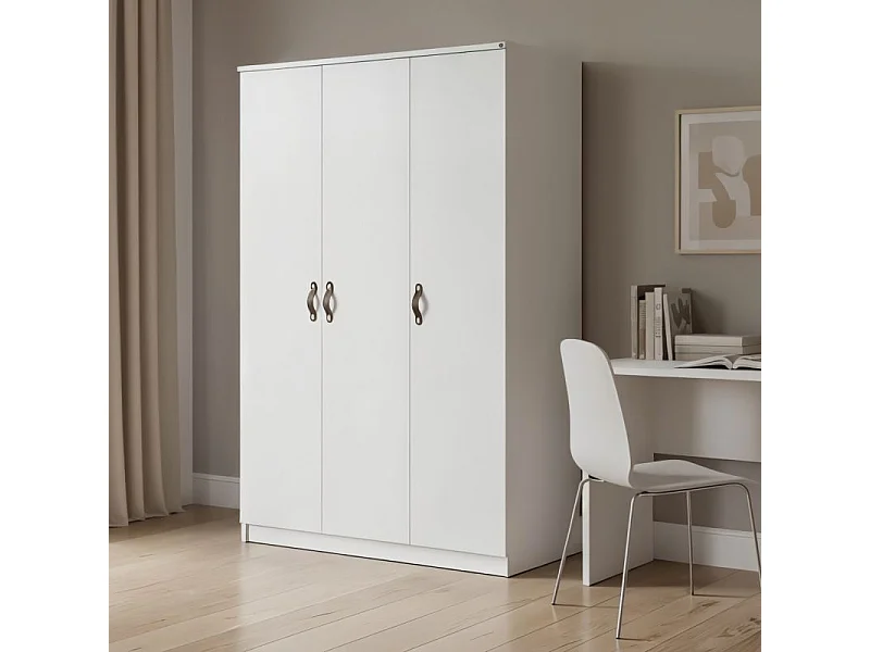 Schrank 3 Türen weiß 204.1x127.7x53.2cm