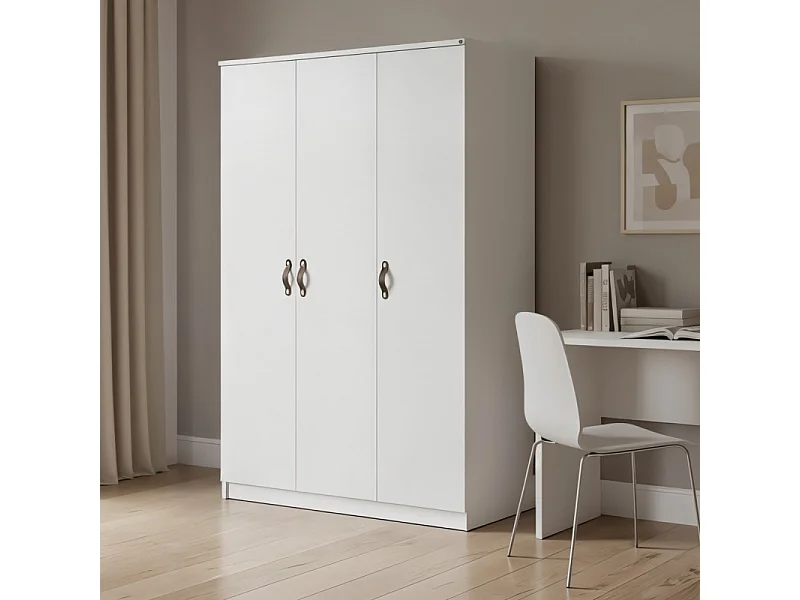 Armoire 3 portes blanc 204.1x127.7x53.2cm