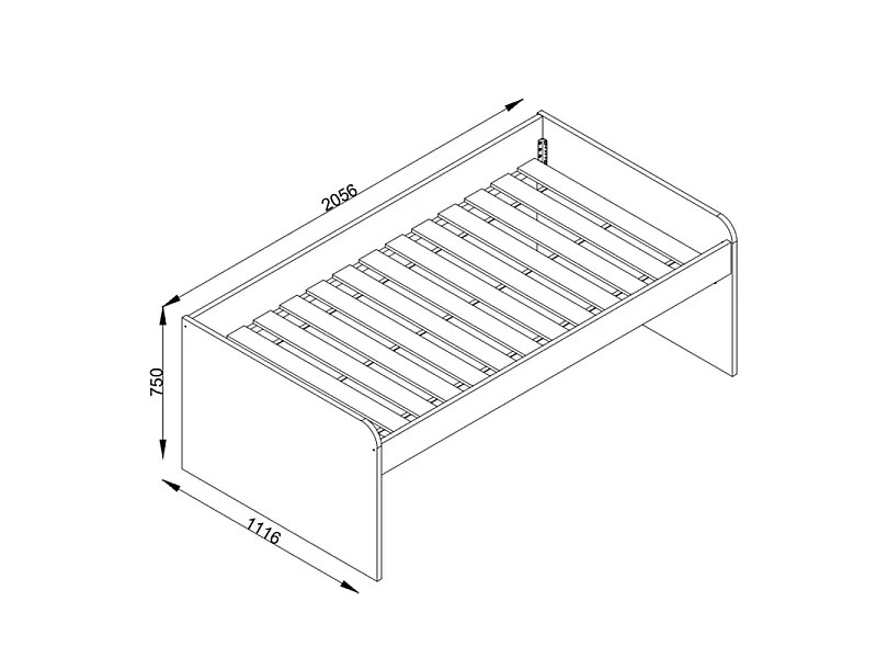 Lit compact 2 lits + 2 tiroirs individuels blanc 105x200cm