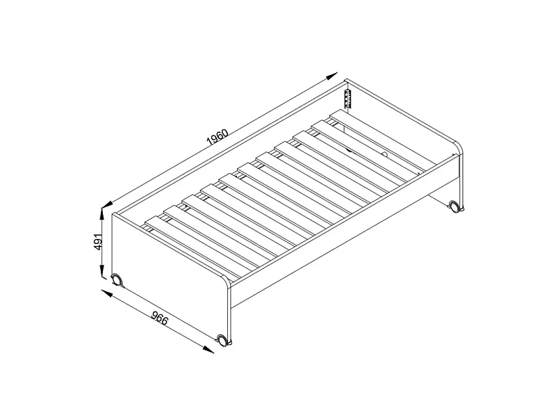 Lit compact 2 lits + 2 tiroirs individuels blanc 105x200cm