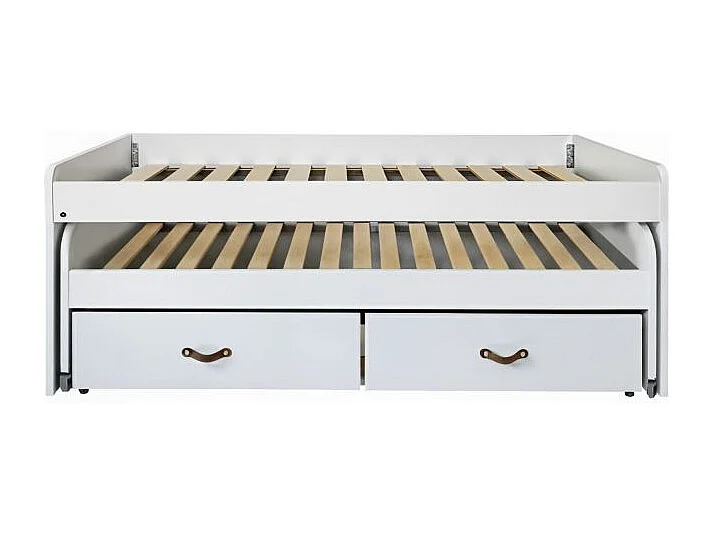 Lit compact 2 lits + 2 tiroirs individuels + matelas blanc 105x200cm