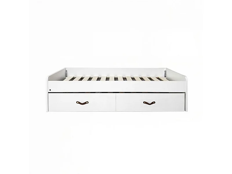 Lit gigogne + 2 tiroirs individuels blanc 90x190cm