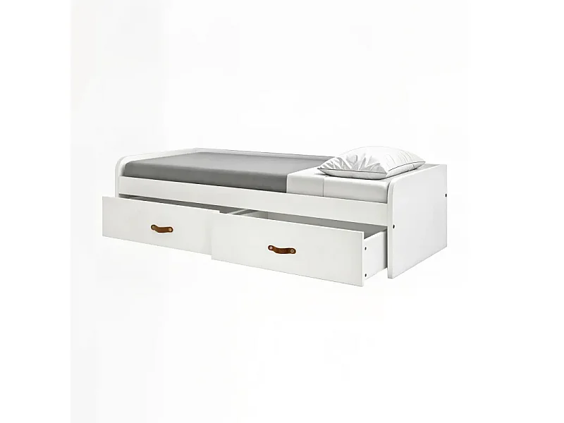 Cama + 2 gavetas individuais + colchão branca 90x190cm
