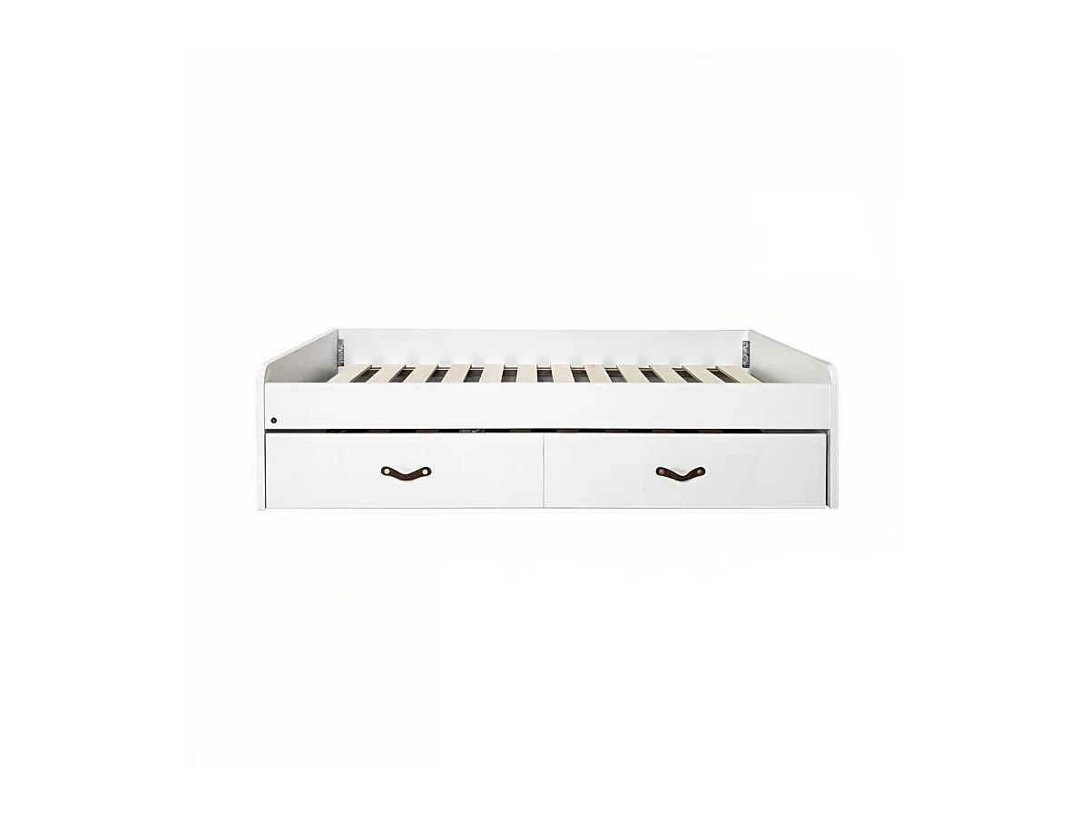 Lit gigogne + 2 tiroirs individuels + matelas blanc 105x190cm
