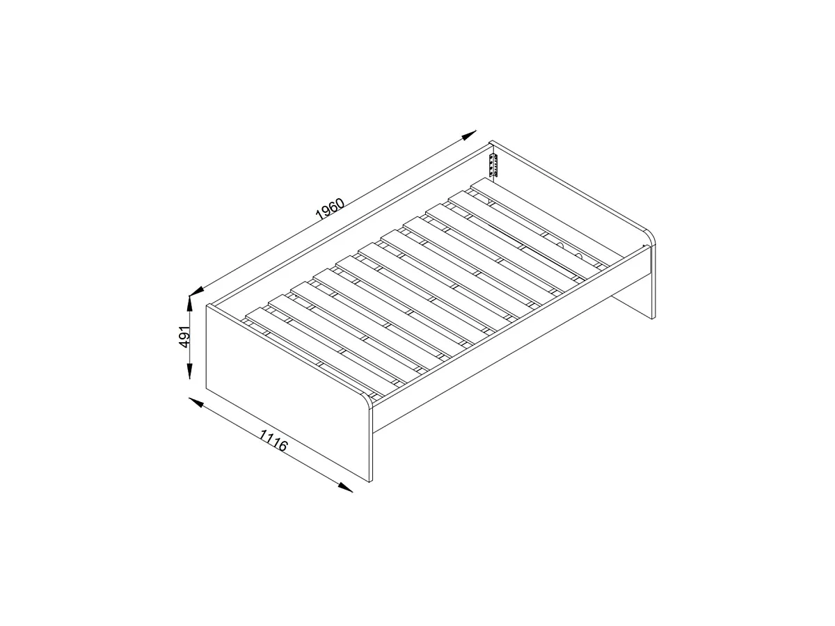 Lit gigogne + 2 tiroirs individuels + matelas blanc 105x190cm
