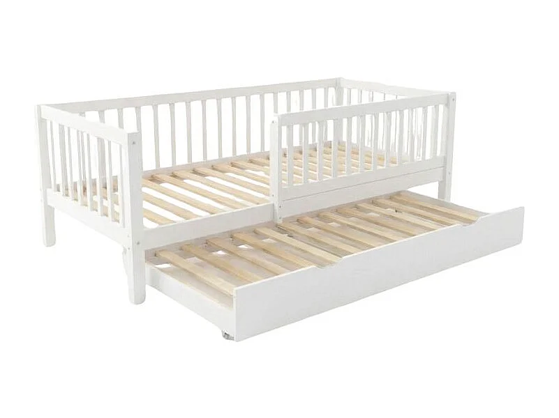 Letto evolutivo + letto estraibile legno bianco 90x190cm