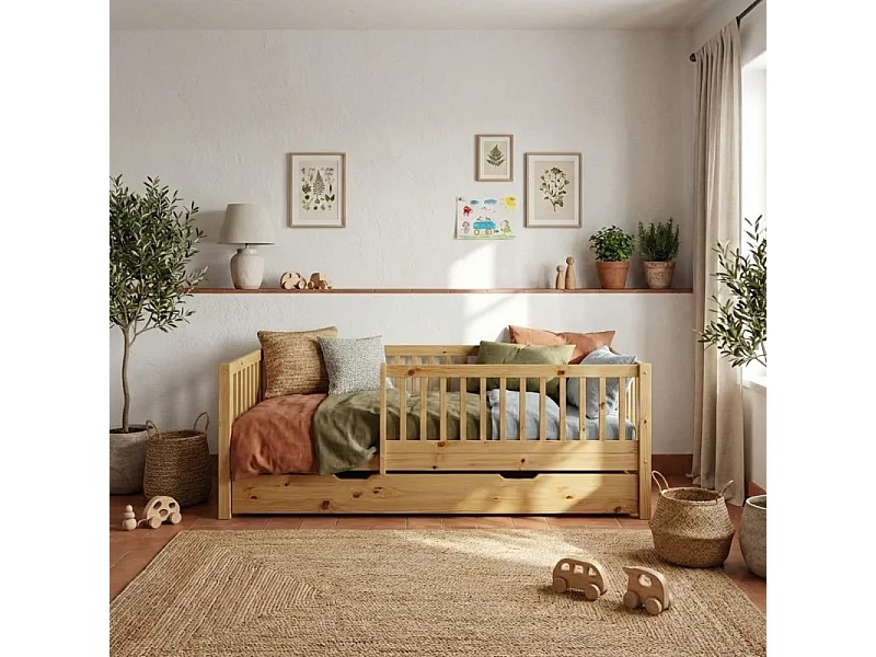 Meegroeibed + extra bed 80 hout grenen 90x190cm