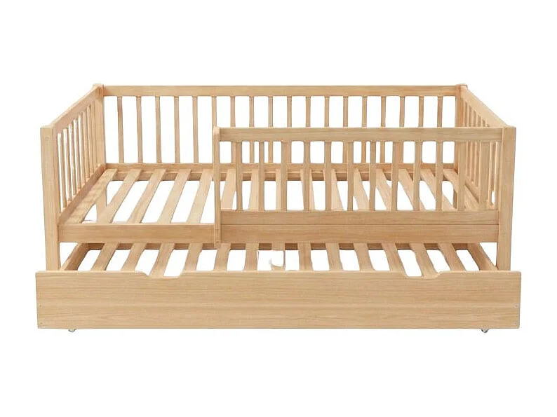 Meegroeibed + onderschuifbed hout grenen 90x190cm
