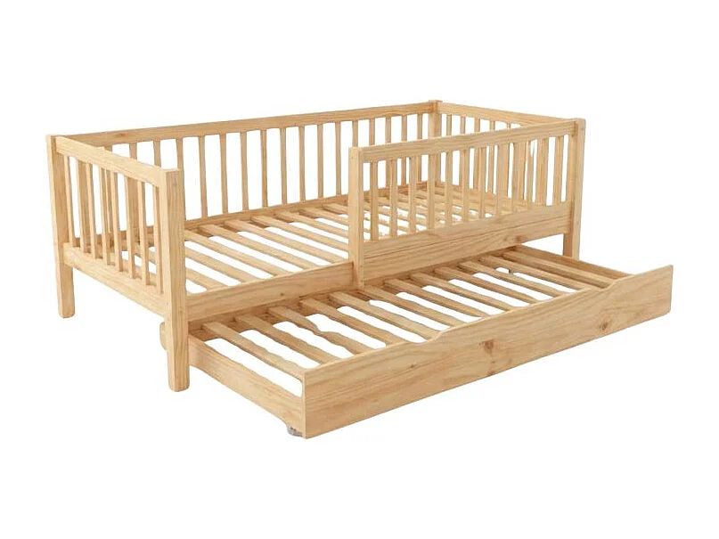 Meegroeibed + onderschuifbed hout grenen 90x190cm