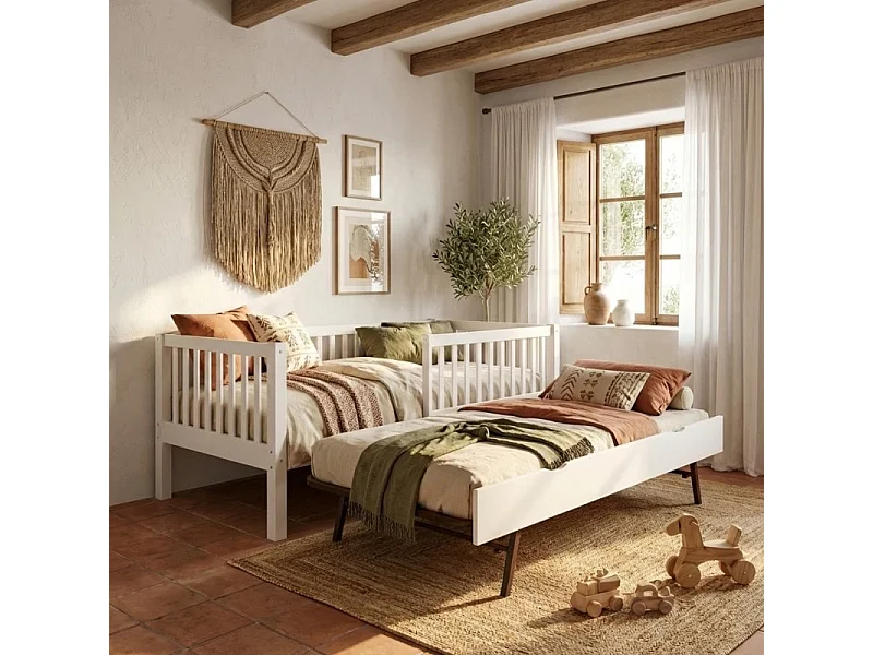 Letto evolutivo + letto supplementare 80 legno bianco 90x190cm