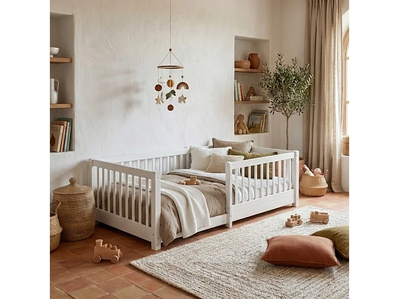 Mitwachsendes Bett Holz weiß 90x190cm
