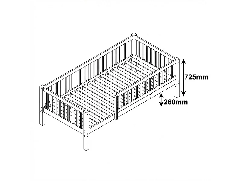Meegroeibed + extra bed 90 hout grenen 90x190cm