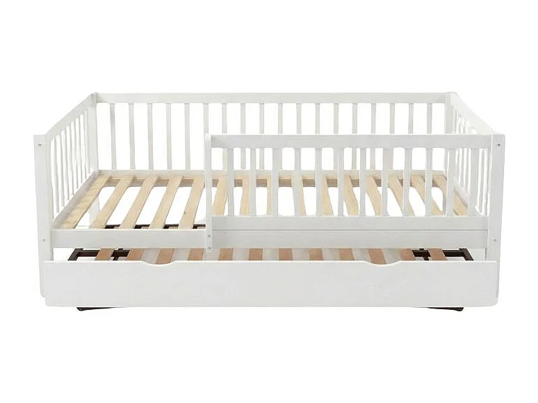 Mitwachsendes Bett + Zusatzbett 90 Holz weiß 90x190cm