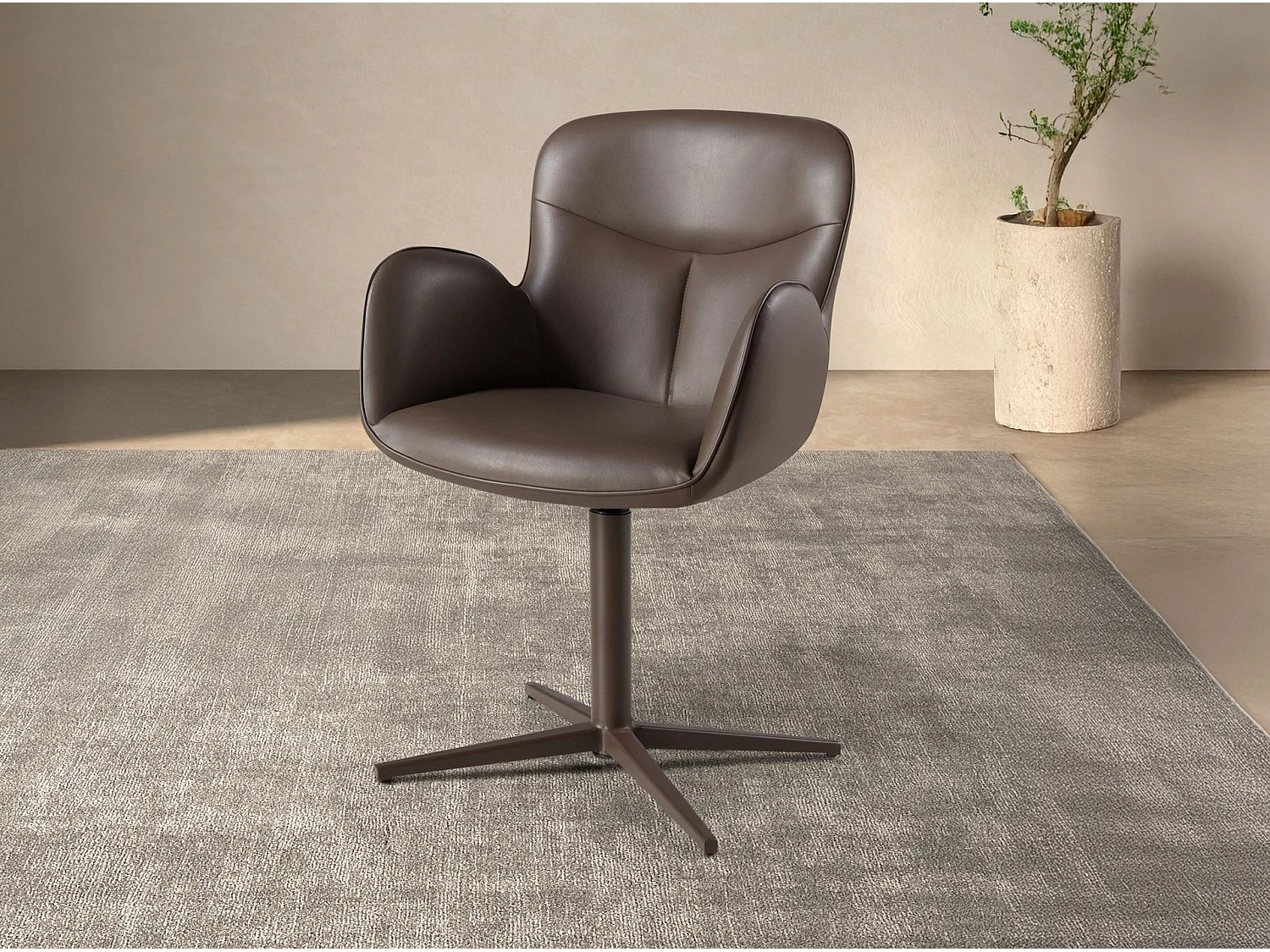 Chaise pivotante en similicuir marron chocolat 4205 ANGEL CERDA
