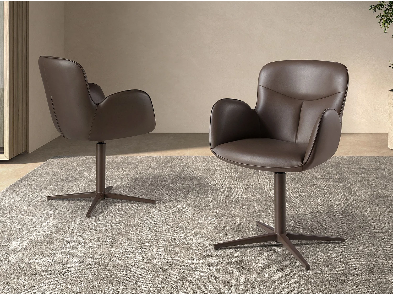 Chaise pivotante en similicuir marron chocolat 4205 ANGEL CERDA