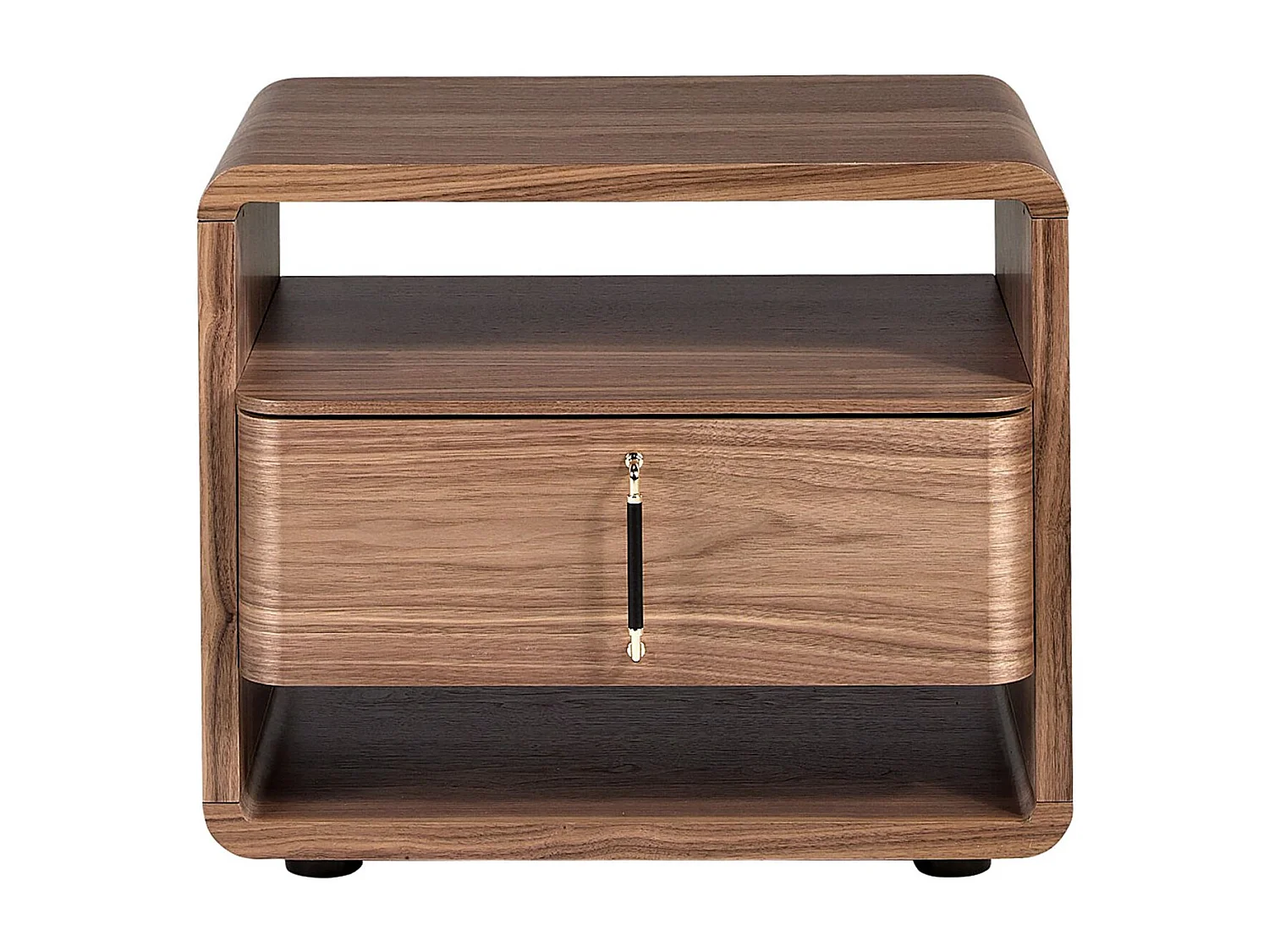 Nachttisch aus Nussbaum und schwarzem PVC 7225 ANGEL CERDA